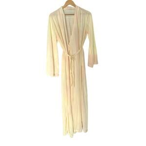 Vintage Satin Miss Elaine Robe Size Large Yellow Pink Nylon Pinup Union Made
